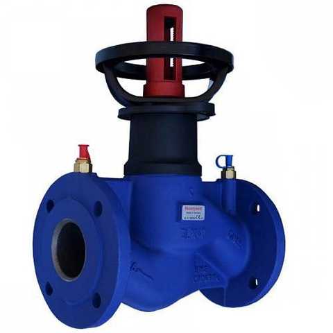 Ручний балансувальний клапан "Kombi-F-II", з вимірювальними ніпелями. Маховик з видимою шкалою, індикація попереднього налаштування, внутрішня гарнітура з нержавіючої сталі, ущільнення сідла з фторопласту (PTFE), подвійне ущільнення шпинделя, виконує запі