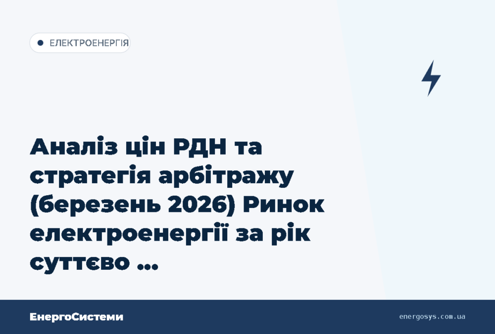 Аналіз цін РДН та стратегія арбітражу (березень 2026) Ринок електроенергії за рік суттєво …