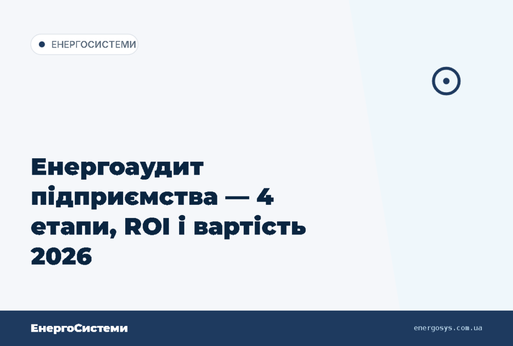 Енергоаудит підприємства — 4 етапи, ROI і вартість 2026